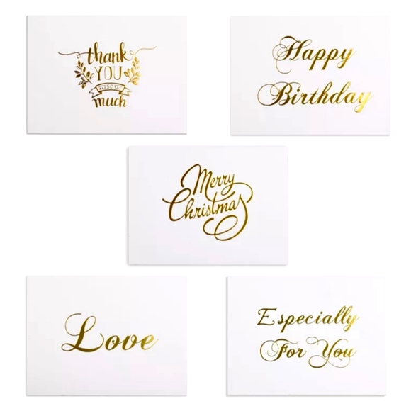 "LOVE" Set of 15 Note Cards * Gifts -Blank with Gold Foil Letters - Picture 5 of 5